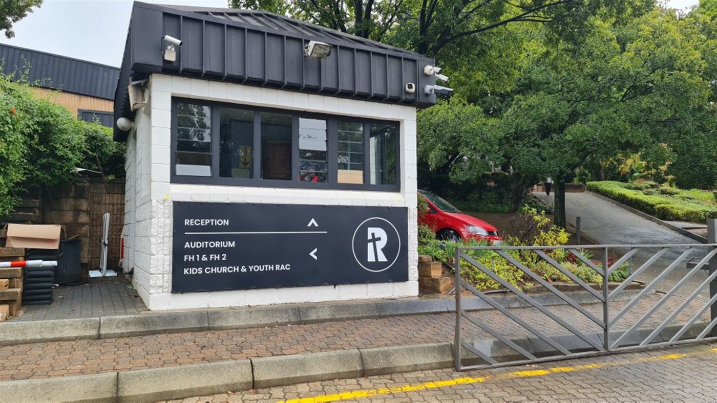 Outdoor building signage and wayfinding for a reception building in Roodepoort